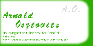 arnold osztovits business card